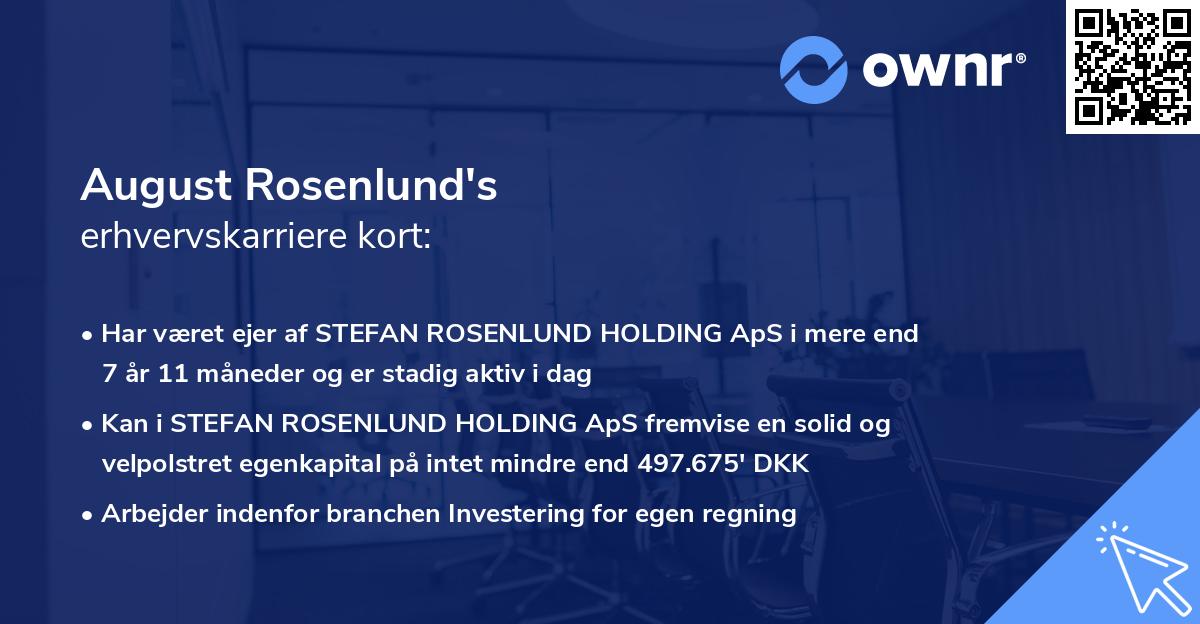 August Rosenlund's erhvervskarriere kort