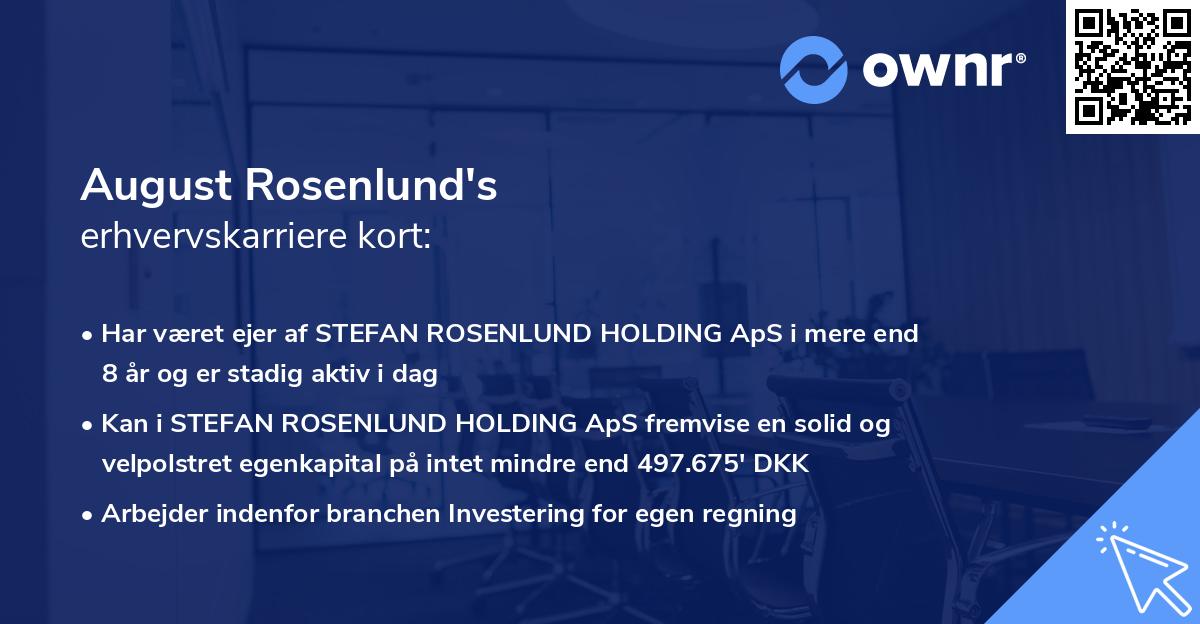 August Rosenlund's erhvervskarriere kort