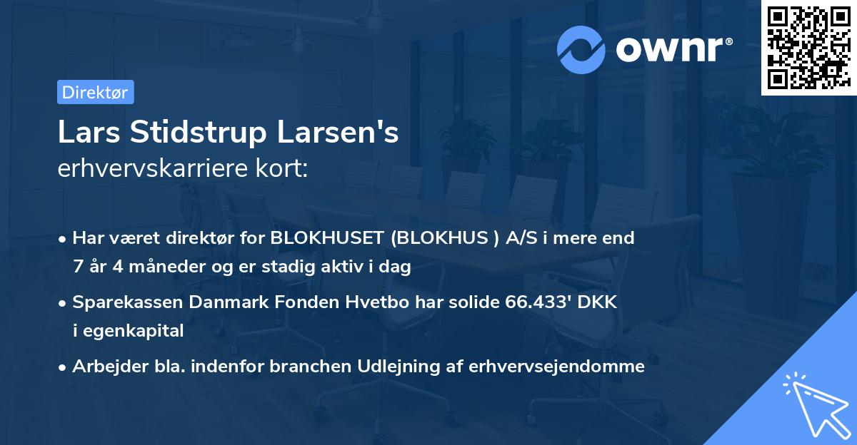 Lars Stidstrup Larsen's erhvervskarriere kort
