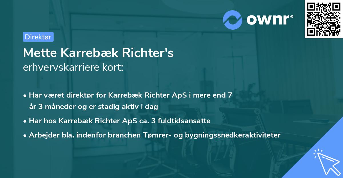 Mette Karrebæk Richter's erhvervskarriere kort