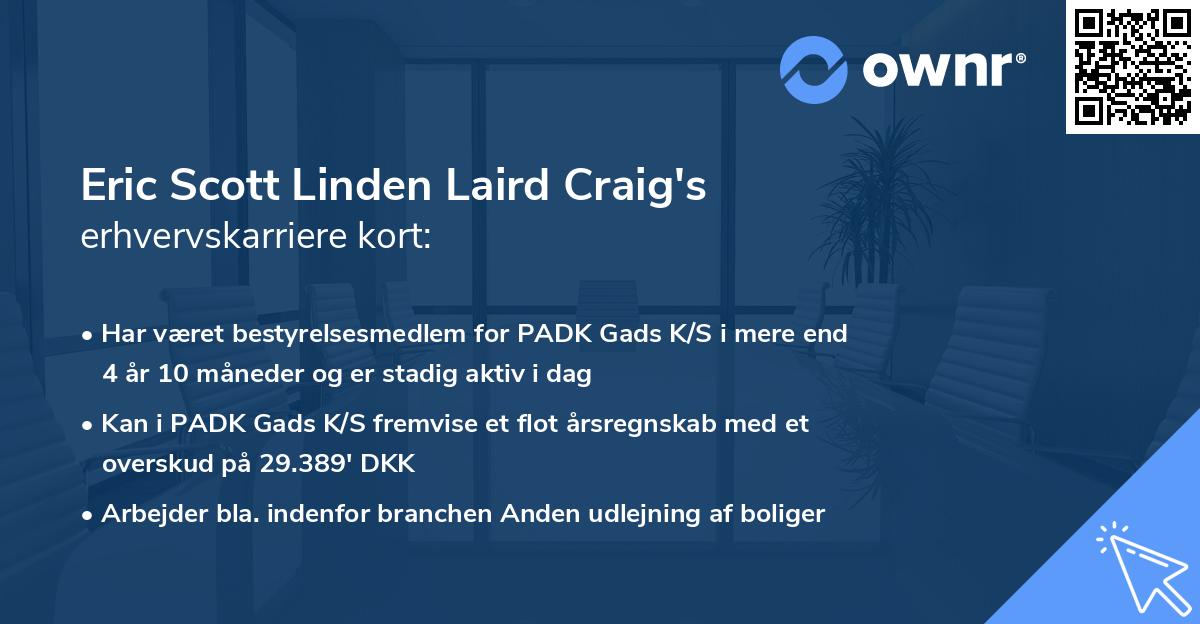 Eric Scott Linden Laird Craig's erhvervskarriere kort