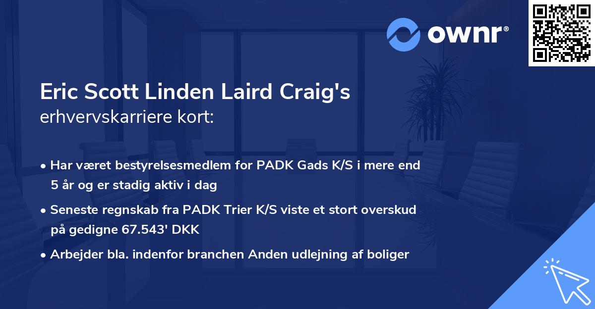 Eric Scott Linden Laird Craig's erhvervskarriere kort