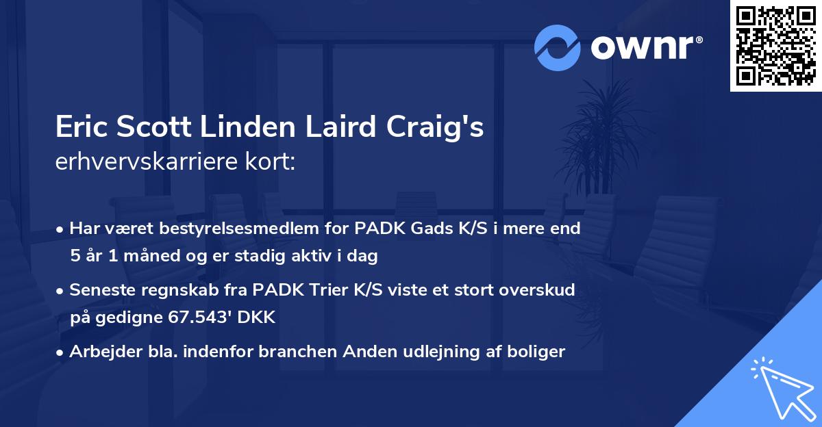 Eric Scott Linden Laird Craig's erhvervskarriere kort