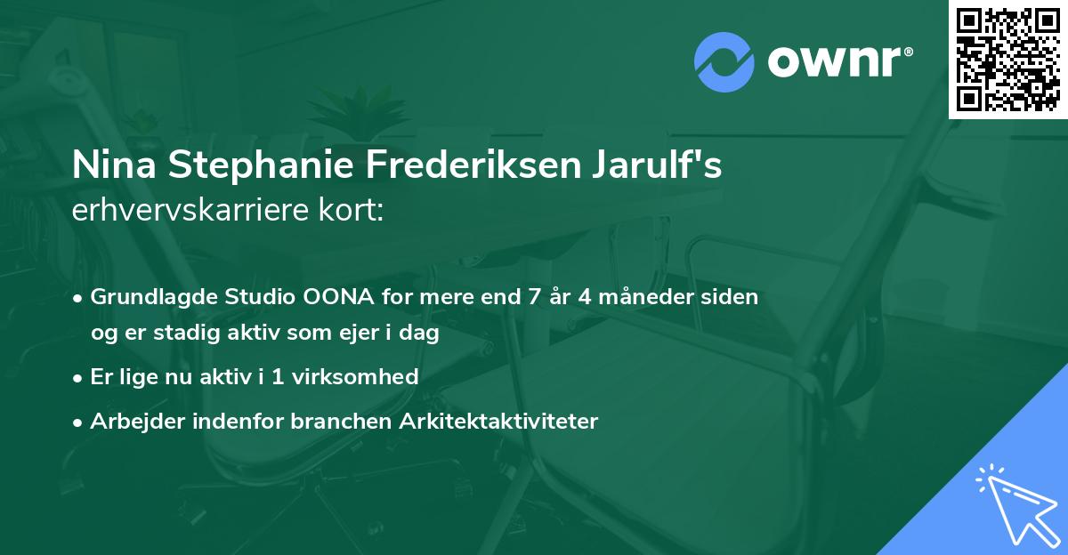 Nina Stephanie Frederiksen Jarulf's erhvervskarriere kort