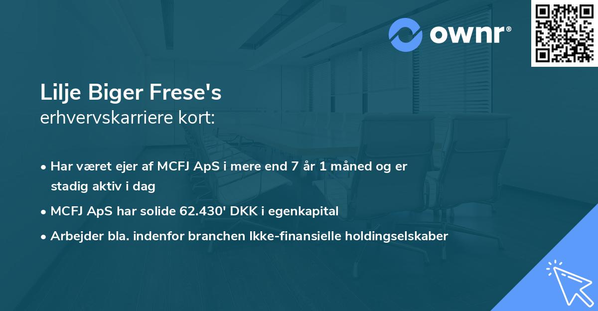 Lilje Biger Frese's erhvervskarriere kort