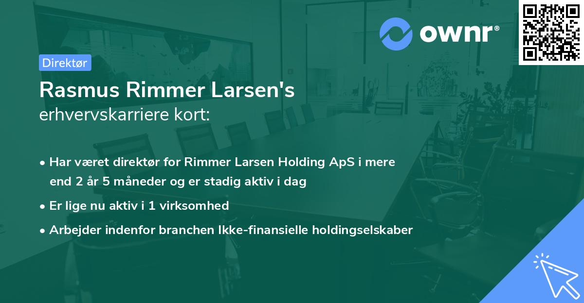 Rasmus Rimmer Larsen's erhvervskarriere kort