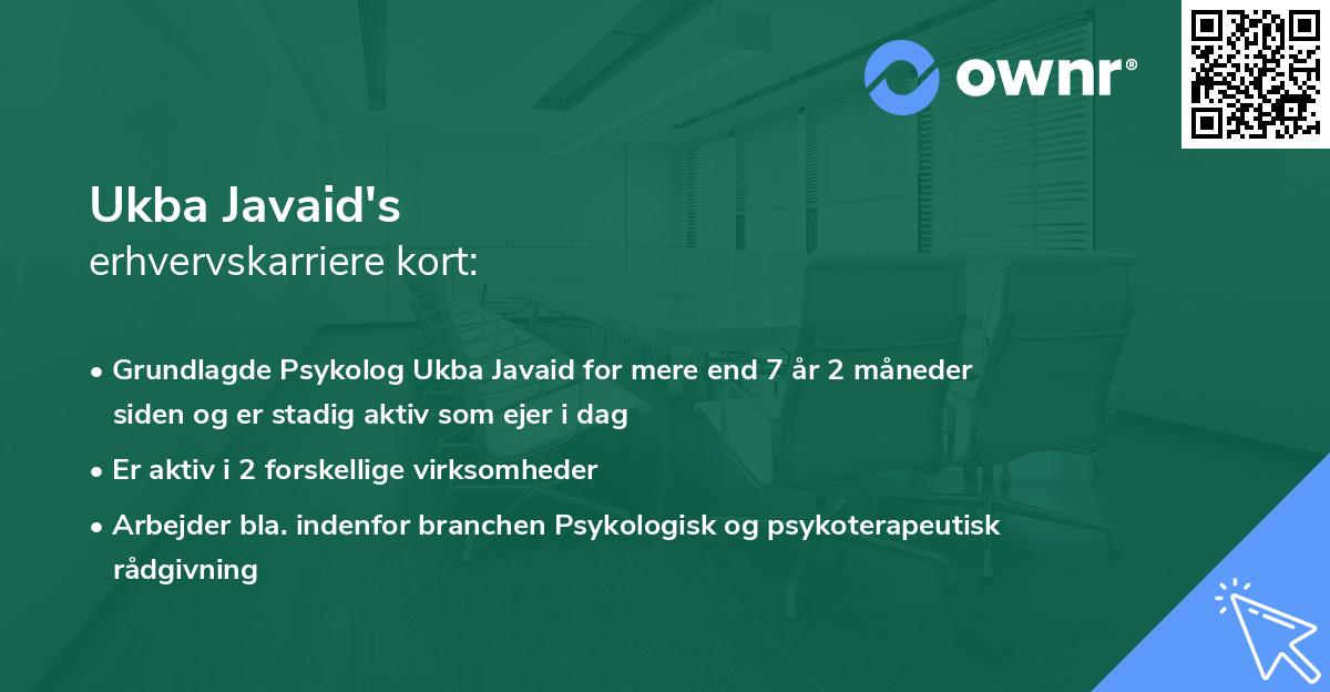Ukba Javaid's erhvervskarriere kort