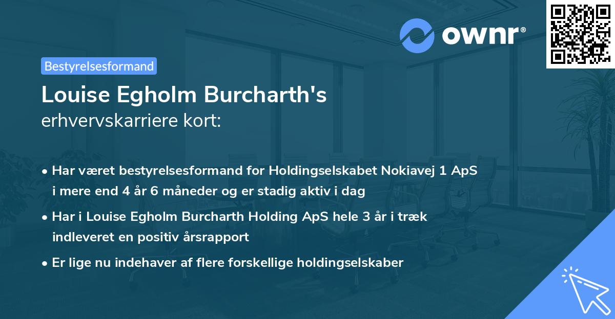 Louise Egholm Burcharth's erhvervskarriere kort