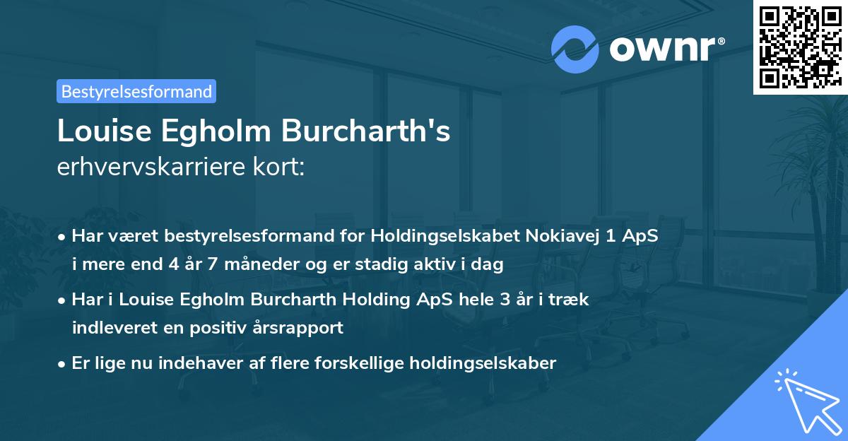 Louise Egholm Burcharth's erhvervskarriere kort