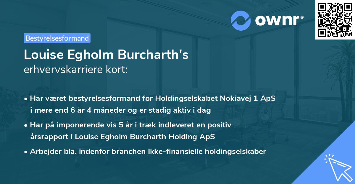 Louise Egholm Burcharth's erhvervskarriere kort