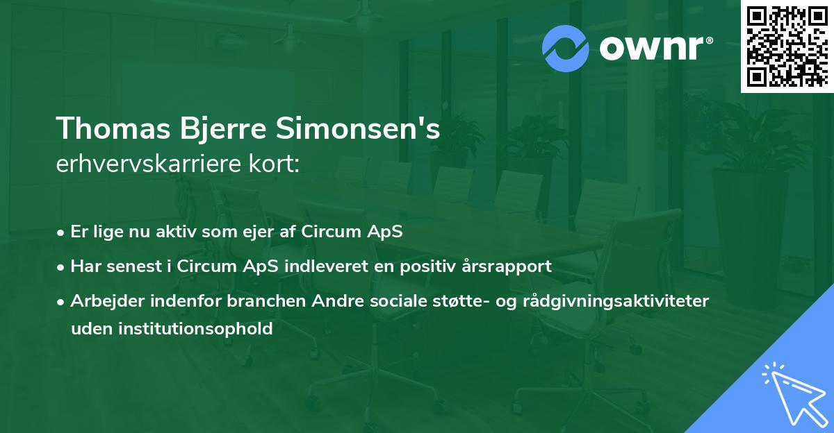 Thomas Bjerre Simonsen's erhvervskarriere kort