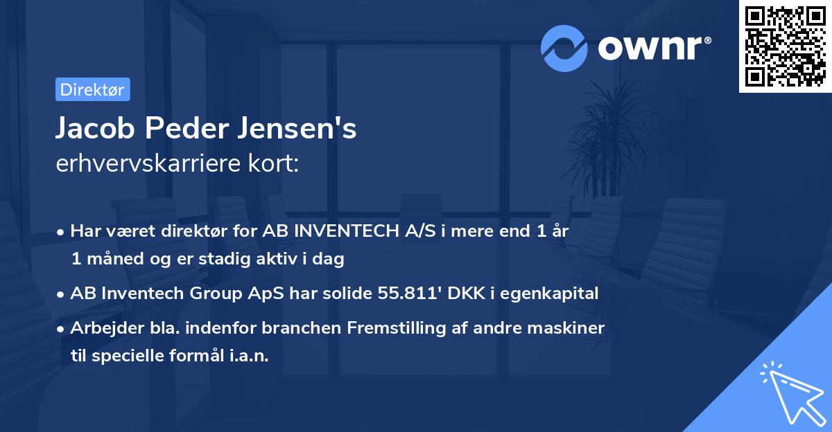 Jacob Peder Jensen's erhvervskarriere kort