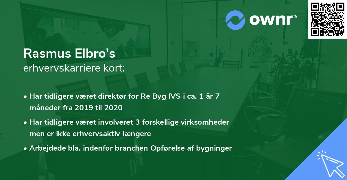 Rasmus Elbro's erhvervskarriere kort