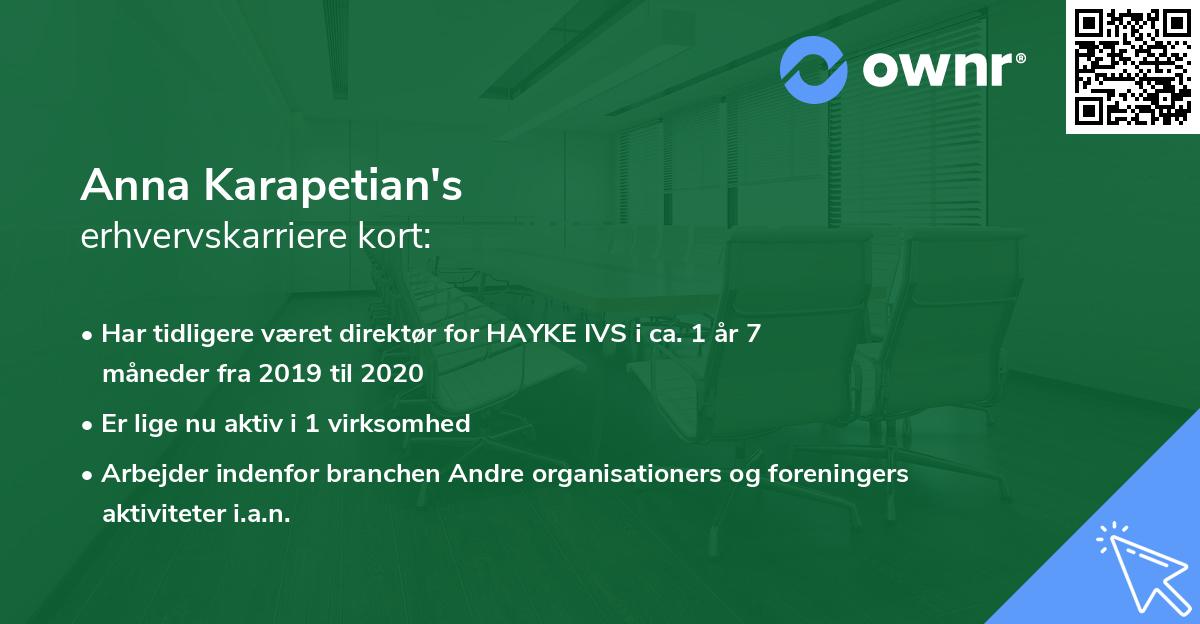Anna Karapetian's erhvervskarriere kort