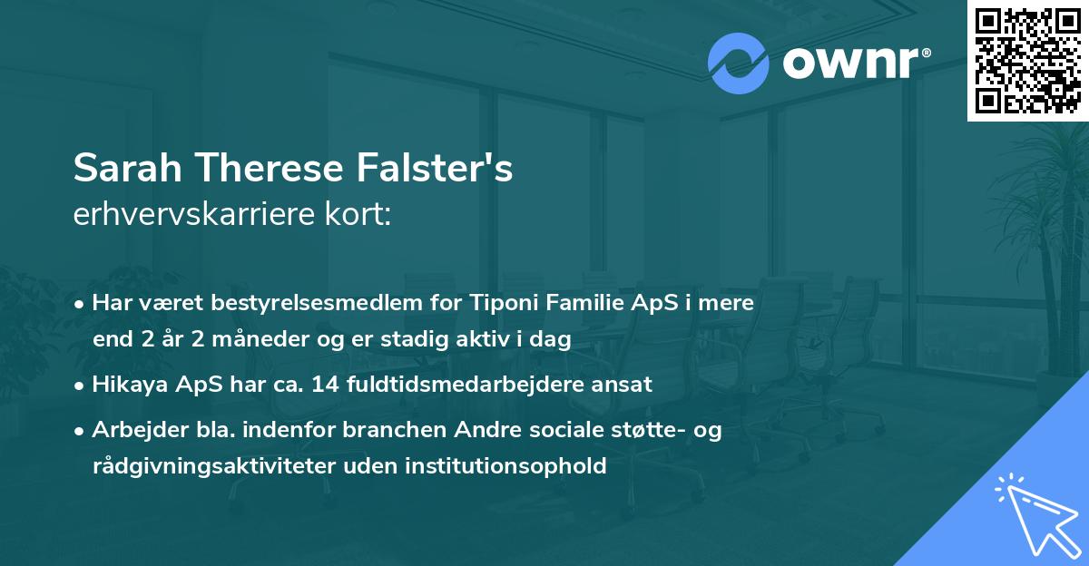 Sarah Therese Falster's erhvervskarriere kort