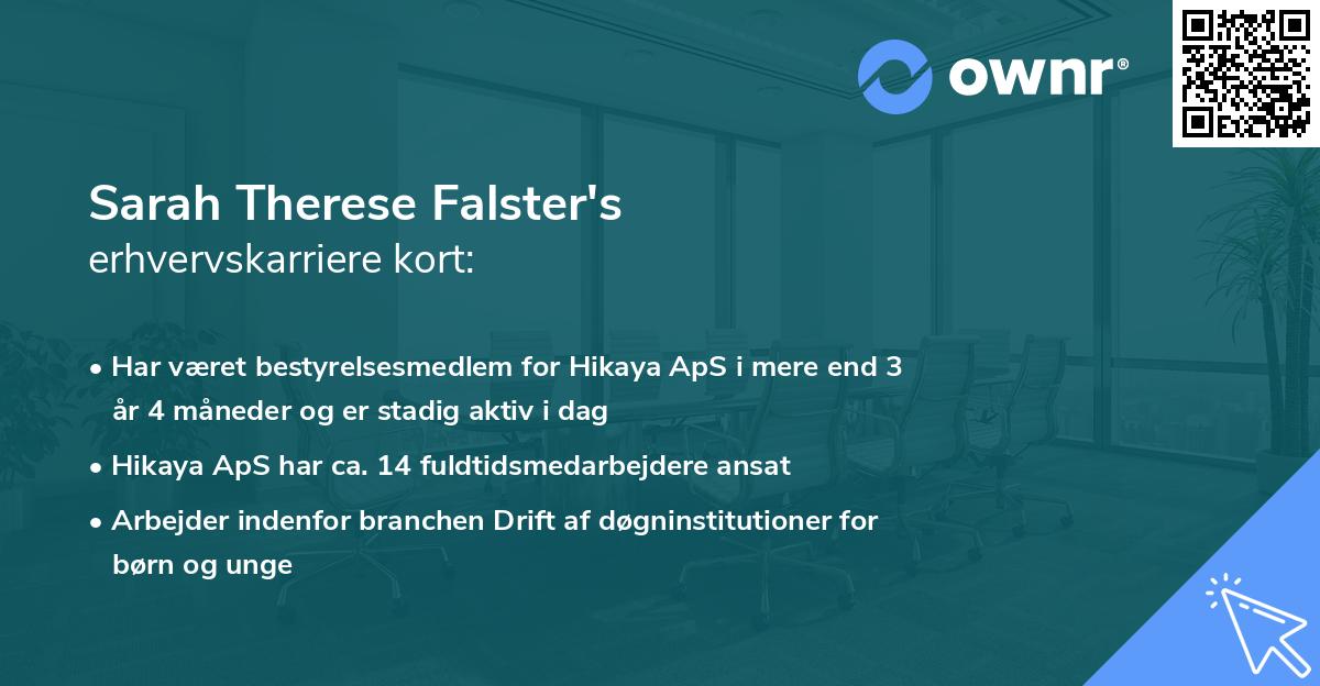 Sarah Therese Falster's erhvervskarriere kort