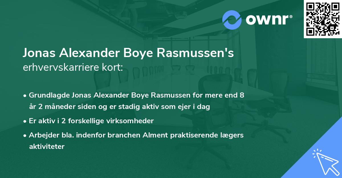 Jonas Alexander Boye Rasmussen's erhvervskarriere kort