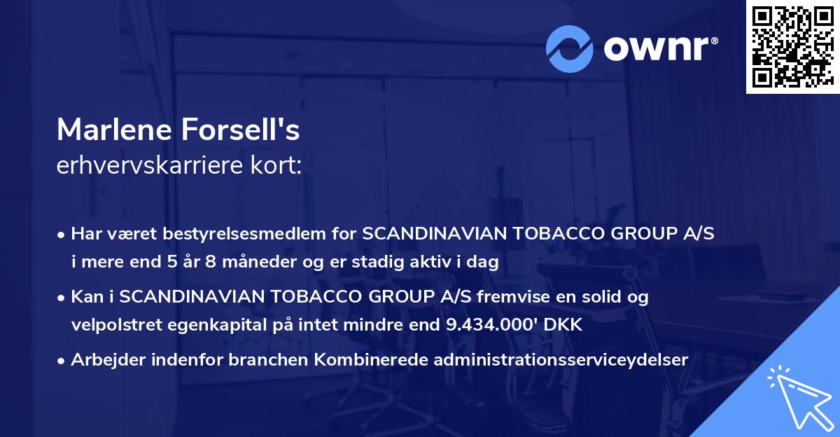 Marlene Forsell's erhvervskarriere kort