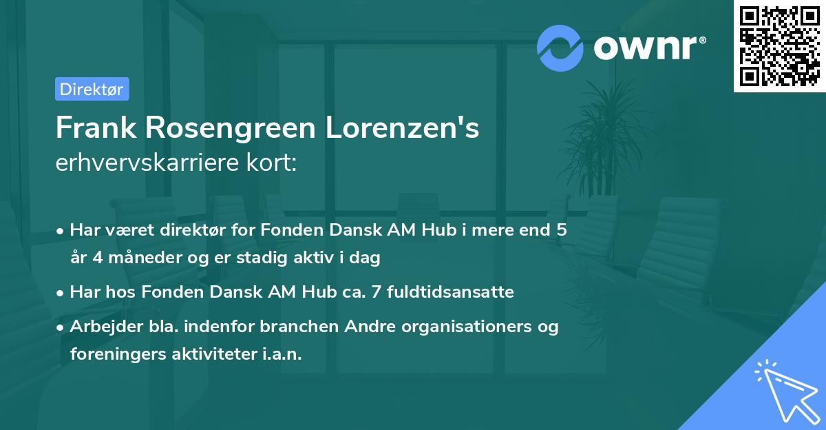 Frank Rosengreen Lorenzen's erhvervskarriere kort