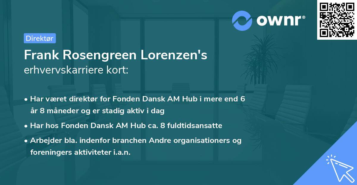 Frank Rosengreen Lorenzen's erhvervskarriere kort