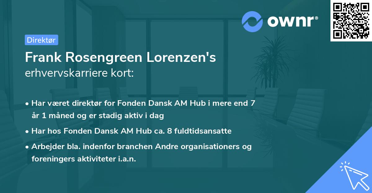 Frank Rosengreen Lorenzen's erhvervskarriere kort