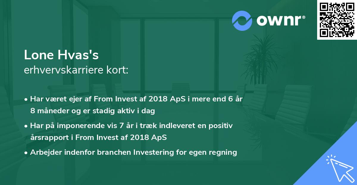 Lone Hvas's erhvervskarriere kort