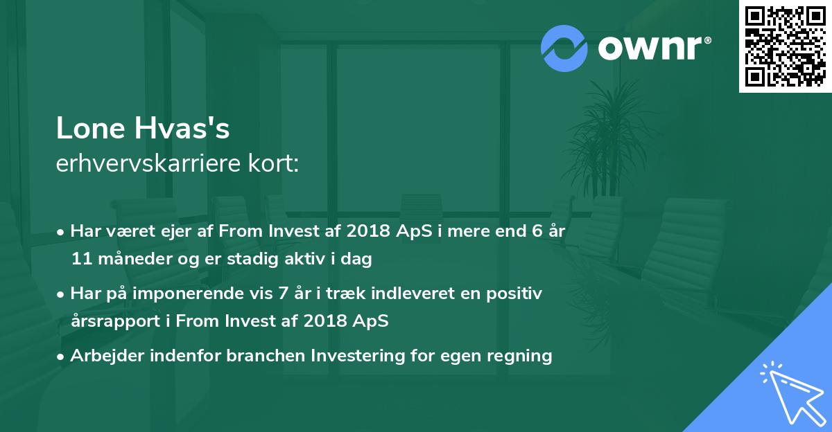 Lone Hvas's erhvervskarriere kort