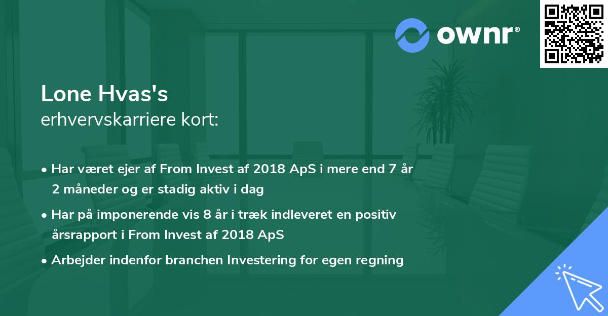 Lone Hvas's erhvervskarriere kort