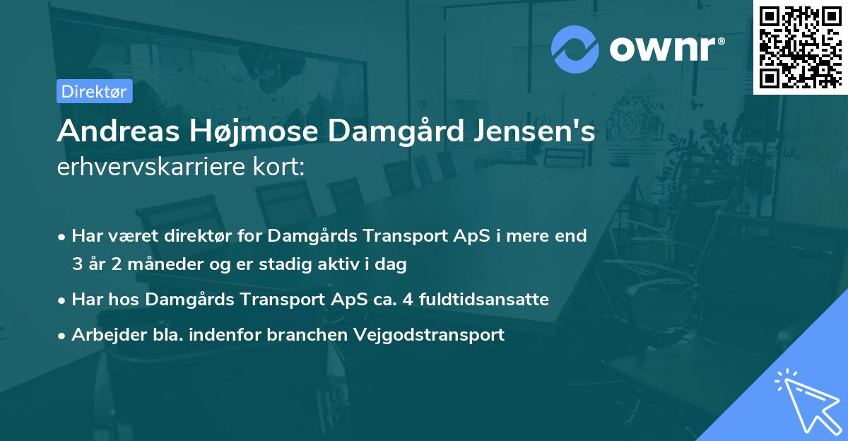 Andreas Højmose Damgård Jensen's erhvervskarriere kort