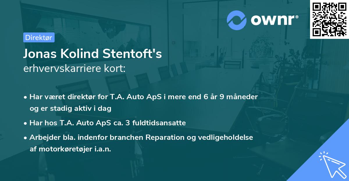 Jonas Kolind Stentoft's erhvervskarriere kort