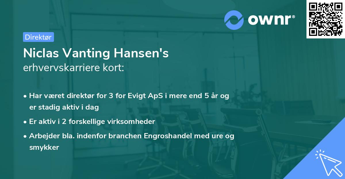 Niclas Vanting Hansen's erhvervskarriere kort