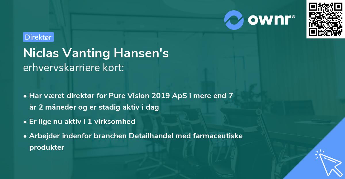 Niclas Vanting Hansen's erhvervskarriere kort