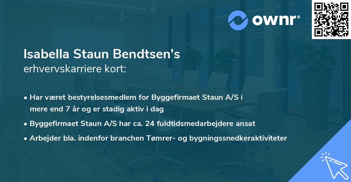 Isabella Staun Bendtsen's erhvervskarriere kort