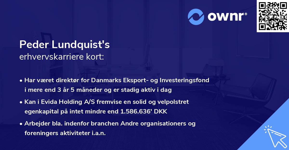 Peder Lundquist's erhvervskarriere kort