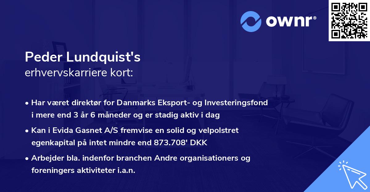 Peder Lundquist's erhvervskarriere kort