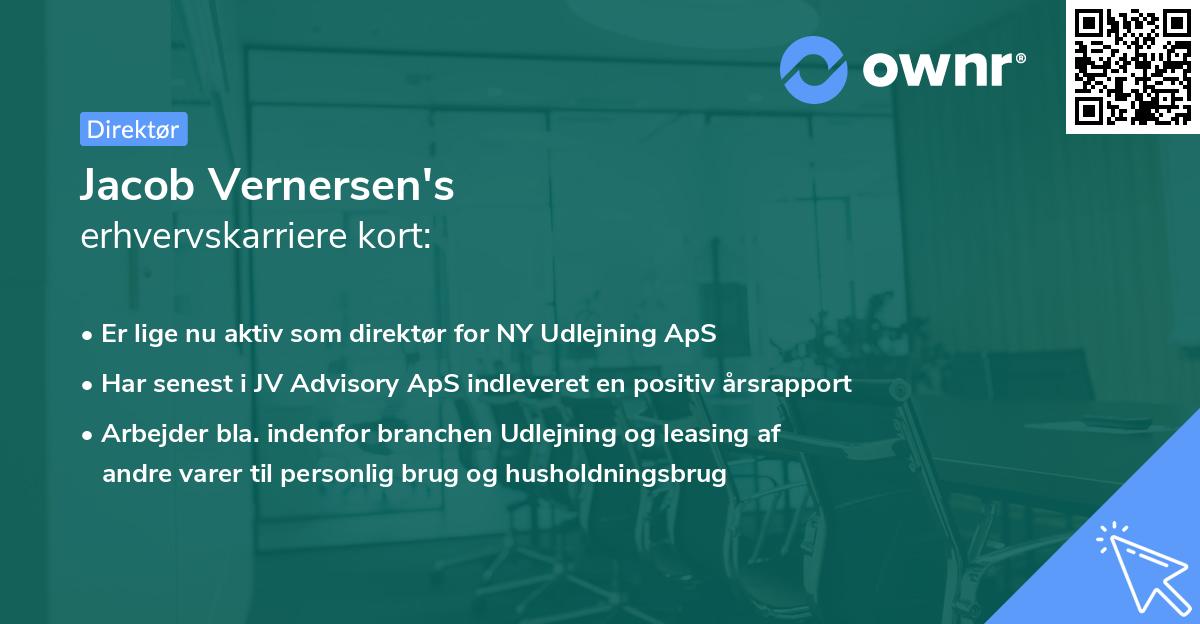 Jacob Vernersen's erhvervskarriere kort
