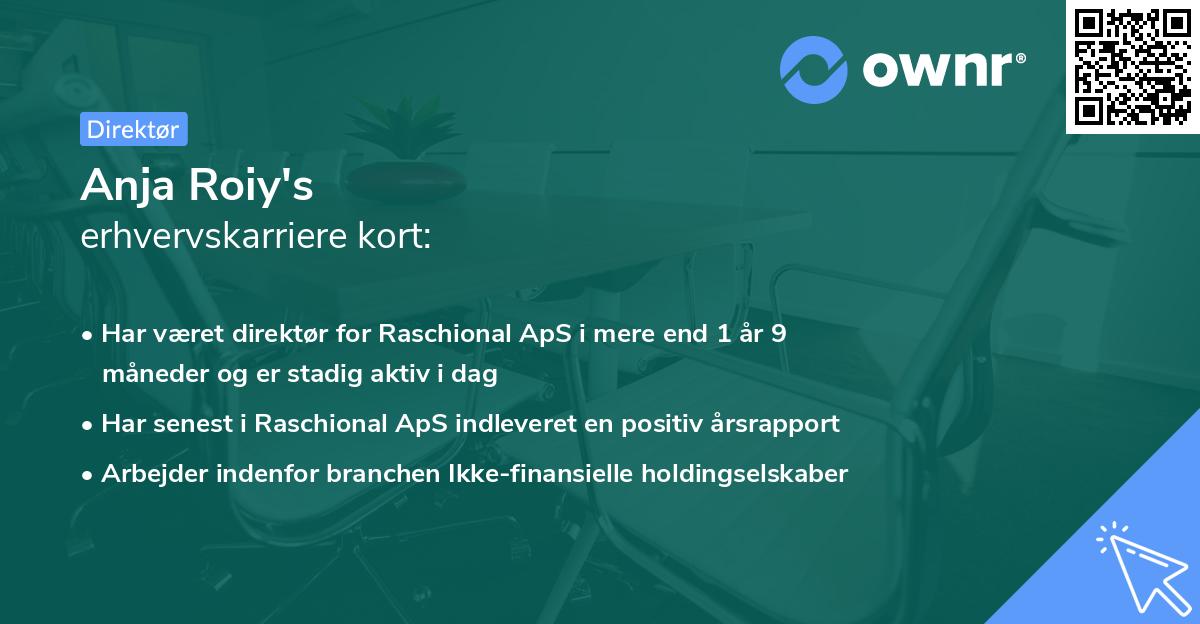 Anja Roiy's erhvervskarriere kort