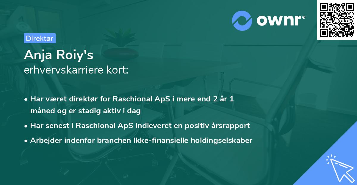 Anja Roiy's erhvervskarriere kort