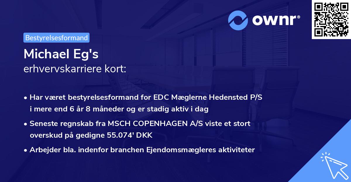 Michael Eg's erhvervskarriere kort