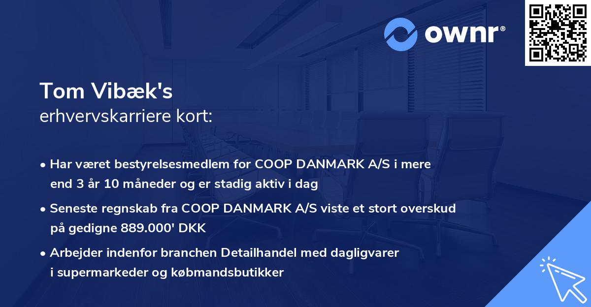 Tom Vibæk's erhvervskarriere kort
