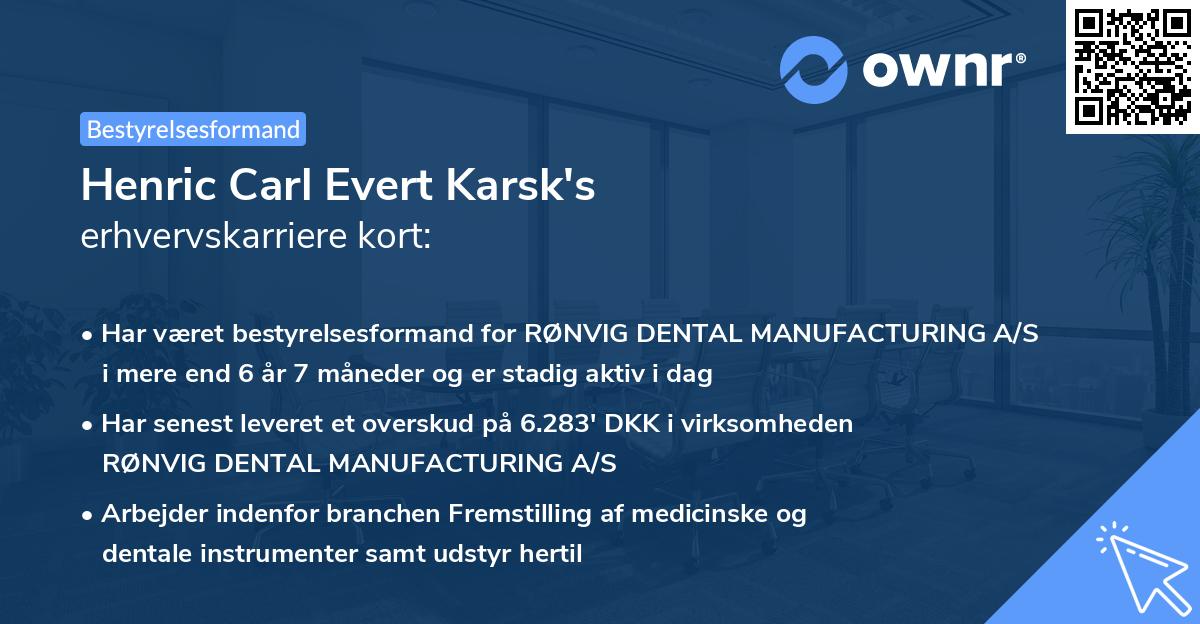 Henric Carl Evert Karsk's erhvervskarriere kort