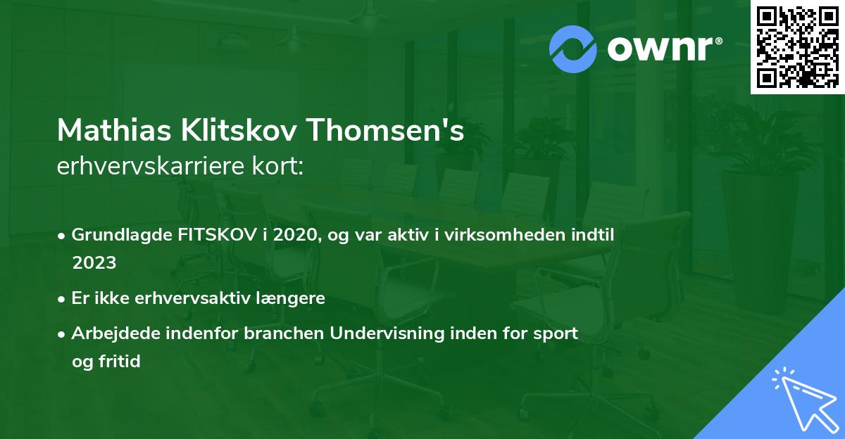 Mathias Klitskov Thomsen's erhvervskarriere kort