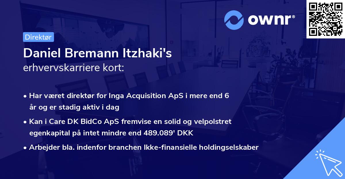 Daniel Bremann Itzhaki's erhvervskarriere kort