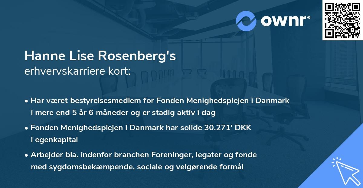 Hanne Lise Rosenberg's erhvervskarriere kort