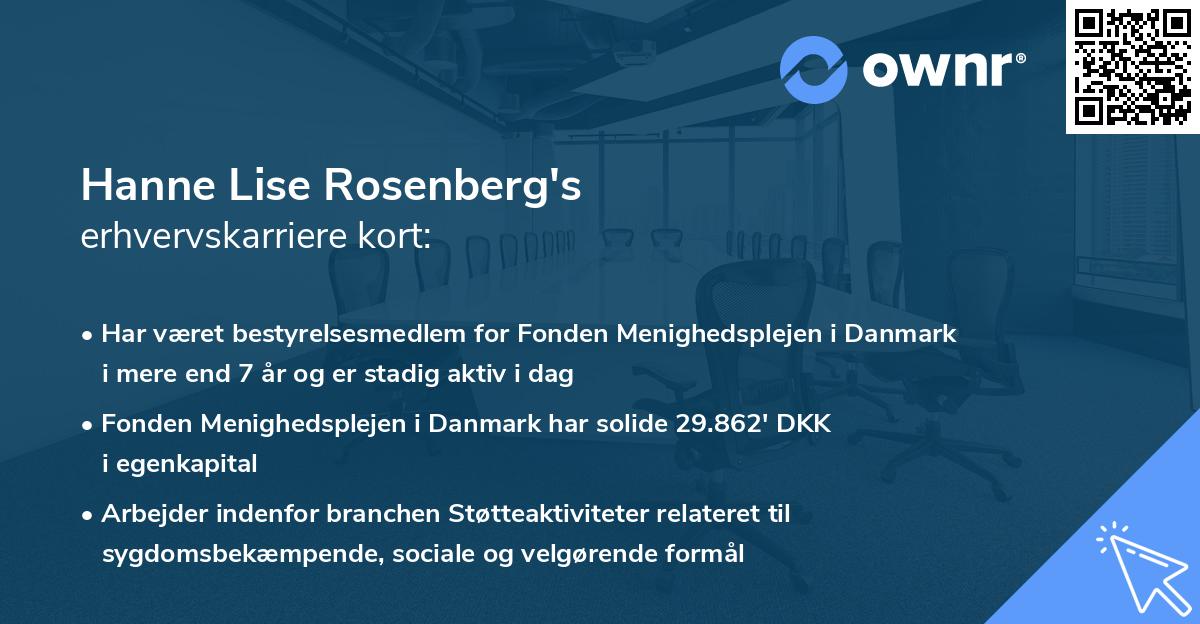 Hanne Lise Rosenberg's erhvervskarriere kort