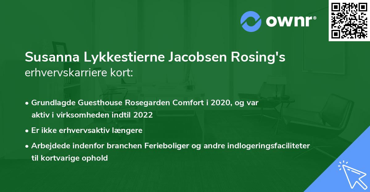 Susanna Lykkestierne Jacobsen Rosing's erhvervskarriere kort