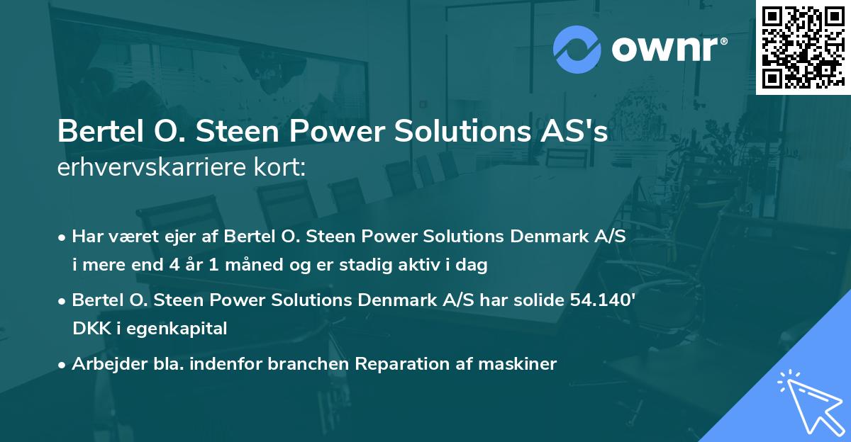 Bertel O. Steen Power Solutions AS's erhvervskarriere kort