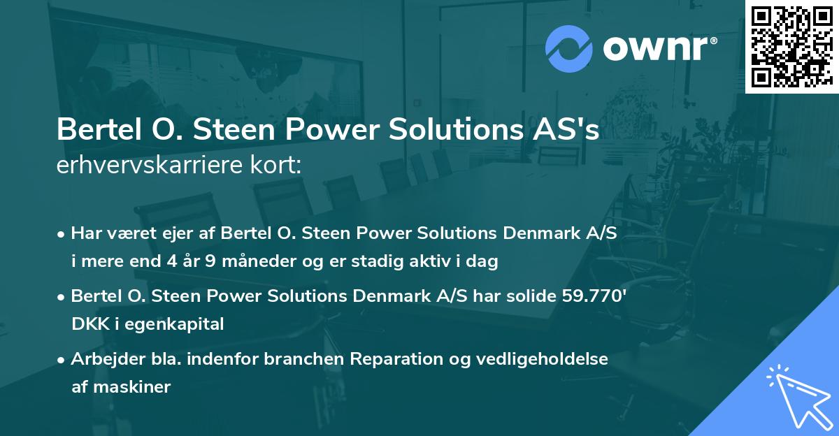 Bertel O. Steen Power Solutions AS's erhvervskarriere kort