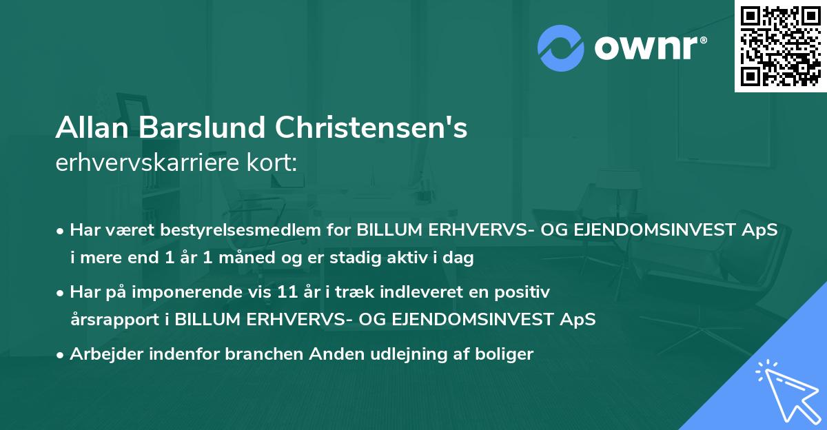 Allan Barslund Christensen's erhvervskarriere kort