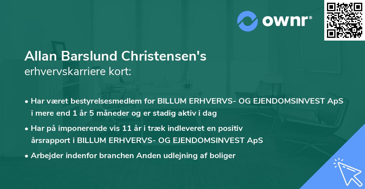 Allan Barslund Christensen's erhvervskarriere kort